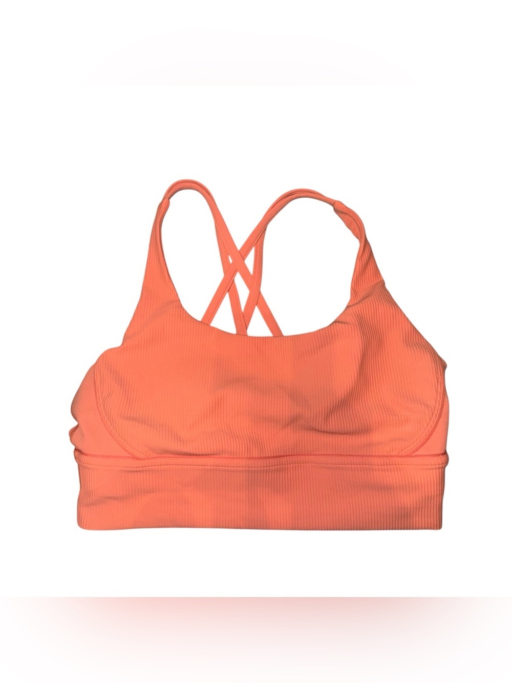 LULULEMON Energy Longline Bra Ribbed Luxtreme Coral/ Orange Size 10 - Picture 6 of 13
